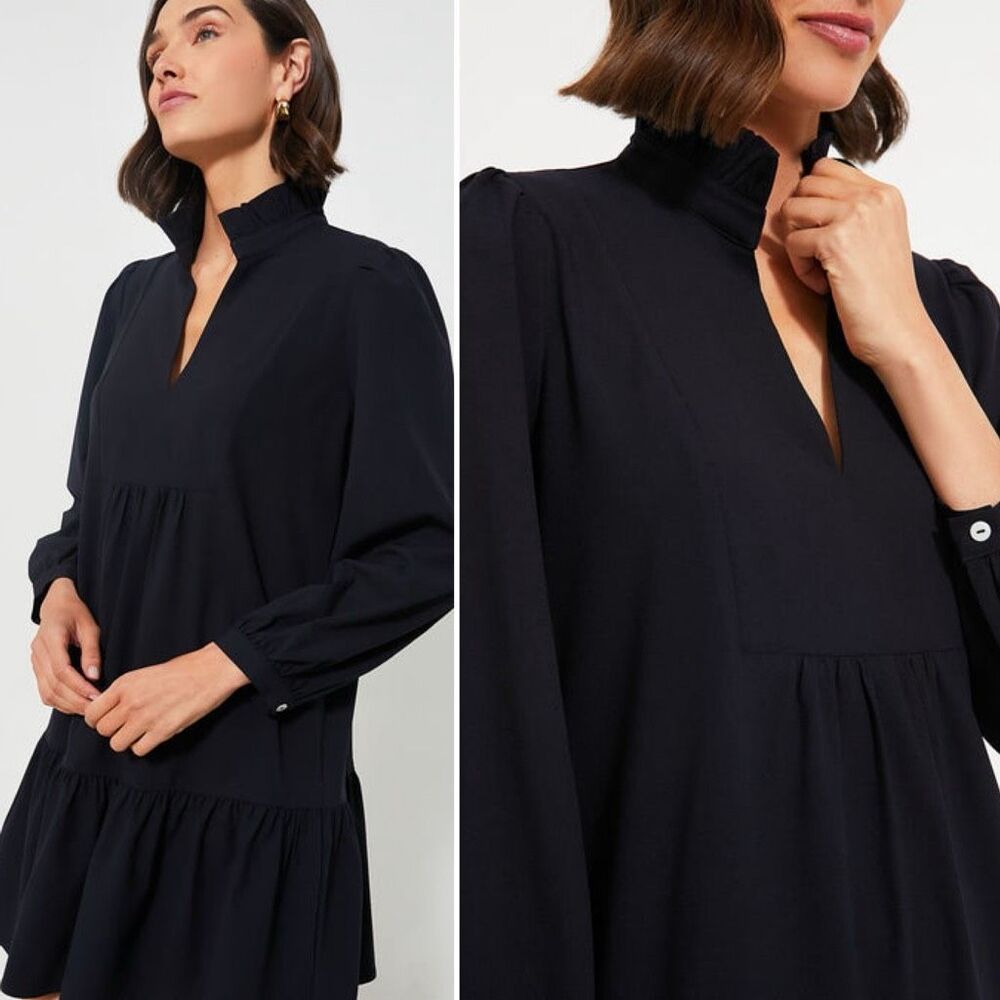 Tuckernuck Navy Crepe Palmerston Tiered Shift Dress Tuckernuck XXXL Preppy Chic - Picture 3 of 13